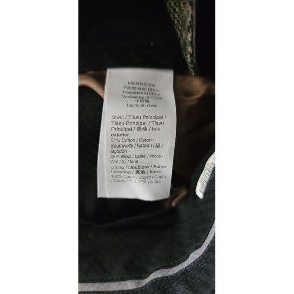 J. Crew Men's Ludlow Slim Green Check Wool Cotton Flat Front Dress Pants 34 X 31 - Picture 6 of 6